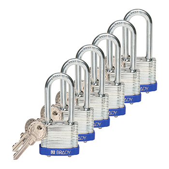 BRADY CADENAS BLEU ACIER LAMINE AVEC ANSE 51 MM EN PAQUET DE 6