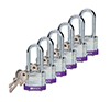 BRADY CADENAS VIOLET ACIER LAMINE AVEC ANSE 51 MM EN PAQUET DE 6