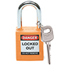 BRADY CADENAS ORANGE DE SECURITE AVEC ANSE 38 MM EN PAQUET DE 6