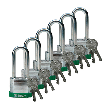 BRADY CADENAS VERT ACIER LAMINE AVEC ANSE 51 MM EN PAQUET DE 6