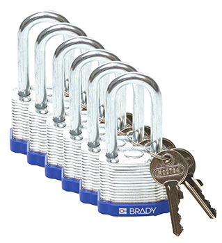 BRADY CADENAS BLEU ACIER LAMINE AVEC ANSE 38 MM EN PAQUET DE 6