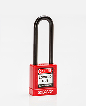 BRADY CADENAS ROUGE REVETEMENT NYLON ANSE 75 MM EN PAQUET DE 6