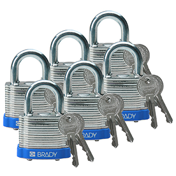 BRADY CADENAS BLEU ACIER LAMINE AVEC ANSE 20 MM EN PAQUET DE 6