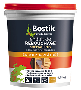 BOSTIK ENDUIT DE REBOUCHAGE BOIS PATE EN POT DE 1,5 KG