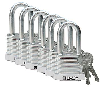 BRADY CADENAS BLANC ACIER LAMINE AVEC ANSE 38 MM EN PAQUET DE 6