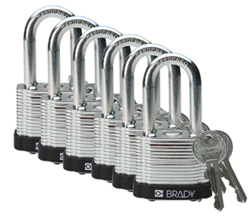 BRADY CADENAS NOIR ACIER LAMINE AVEC ANSE 38 MM EN PAQUET DE 6