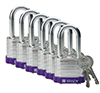 BRADY CADENAS VIOLET ACIER LAMINE AVEC ANSE 38 MM EN PAQUET DE 6