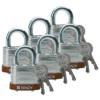 BRADY CADENAS MARRON ACIER LAMINE AVEC ANSE 20 MM EN PAQUET DE 6